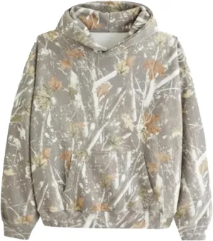 Women Oversized Maple Leaf Print Camo Hoodie Pullover Jumper Workout Hooded Fleece Sweatshirt With Front Pocket