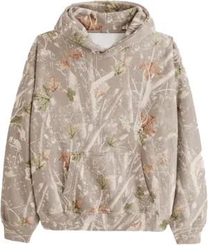 Women Oversized Maple Leaf Print Camo Hoodie Pullover Jumper Workout Hooded Fleece Sweatshirt With Front Pocket