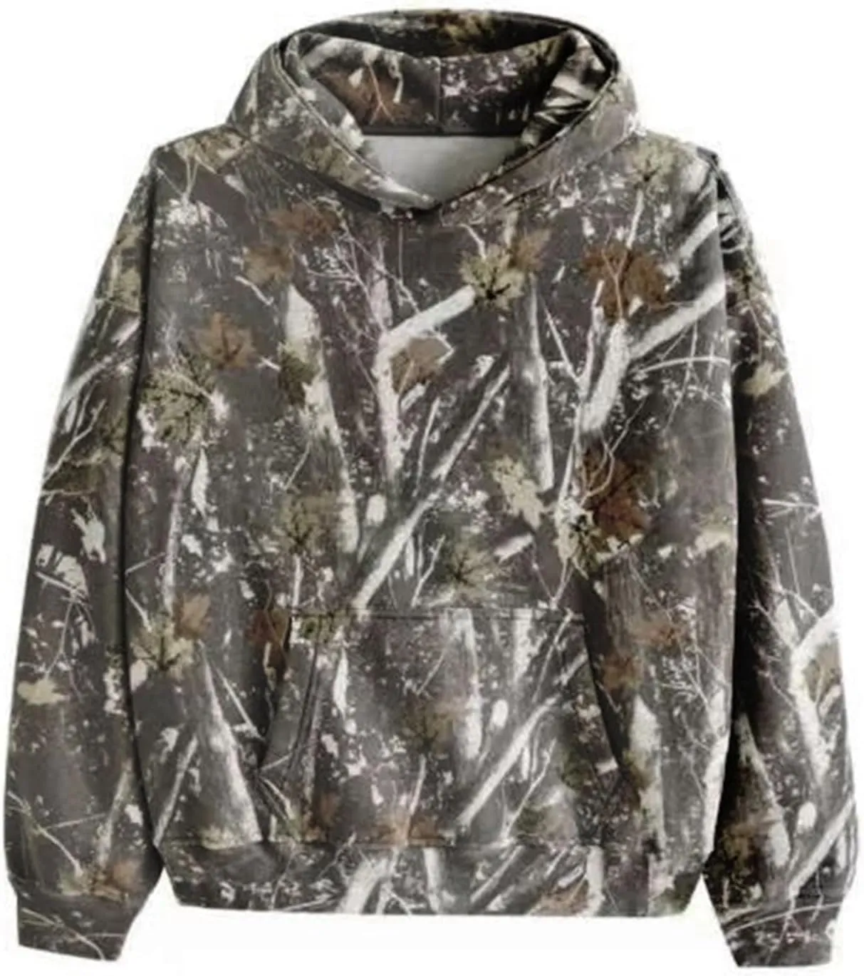 Women Oversized Maple Leaf Print Camo Hoodie Pullover Jumper Workout Hooded Fleece Sweatshirt With Front Pocket
