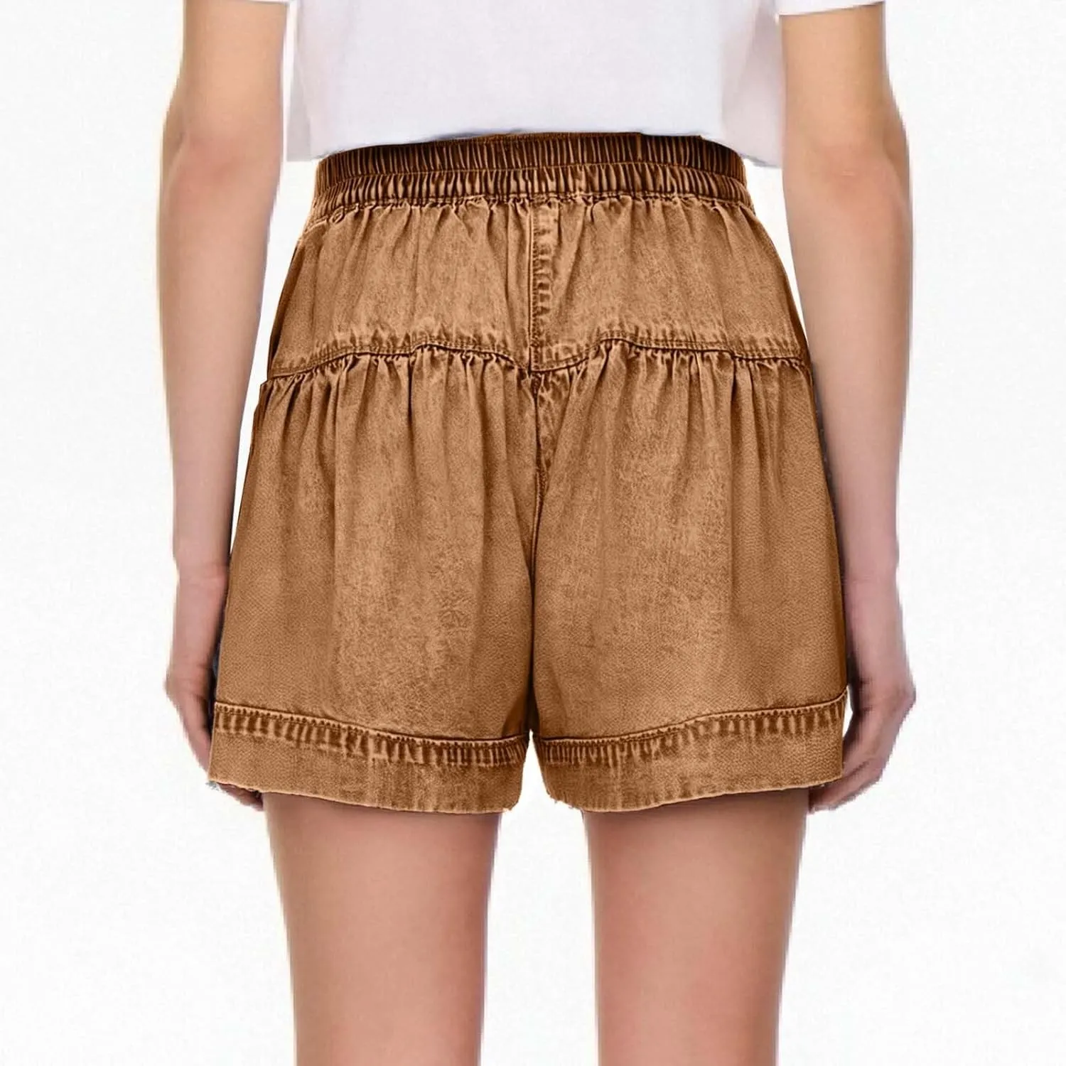 Womens Denim Shorts Summer Baggy High Waisted Flowy Wide Leg Buttons Pleated Casual Jean Shorts Fashion Ruffle Skorts