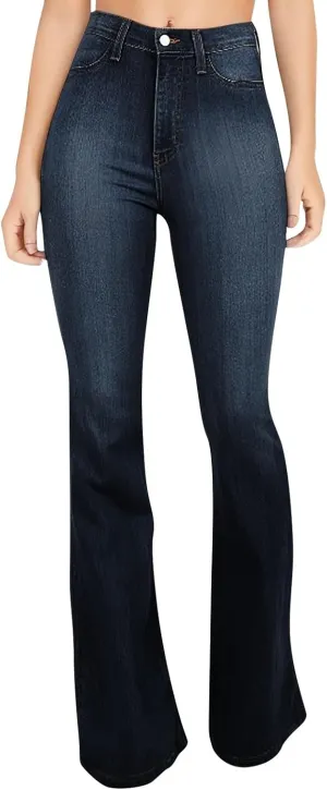 Womens Flare Jeans Wide Leg Slimming Bell Bottom Jeans Y2K Bootcut Pockets Dress Pants High Waisted