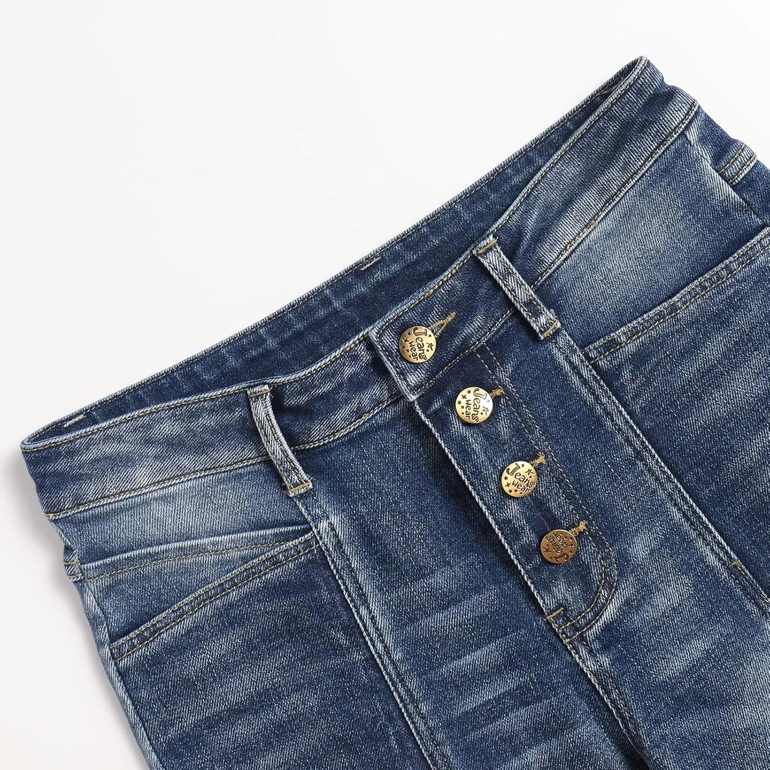 Women's High Waisted Slit Flared Jeans - Slim Fit Stretch Denim Comfort and Style