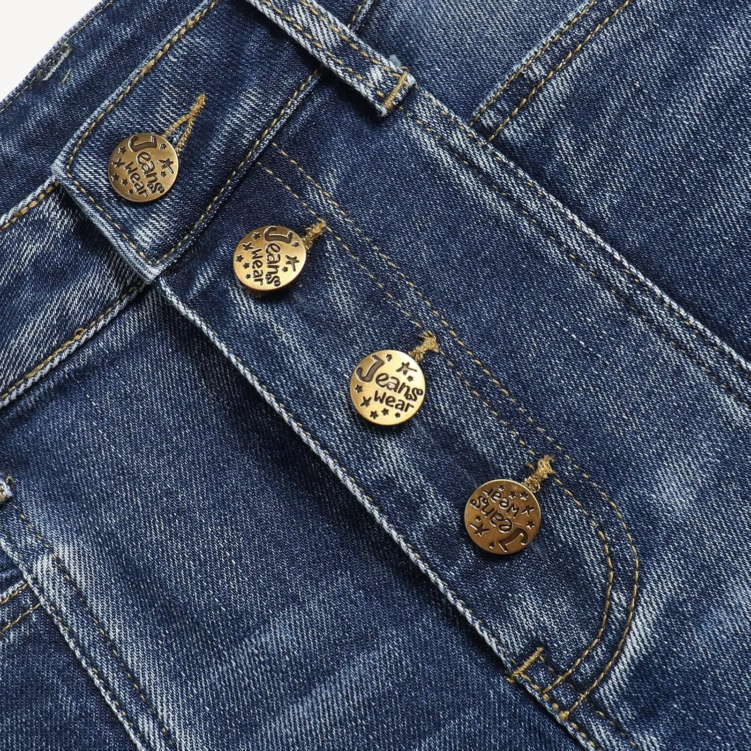 Women's High Waisted Slit Flared Jeans - Slim Fit Stretch Denim Comfort and Style