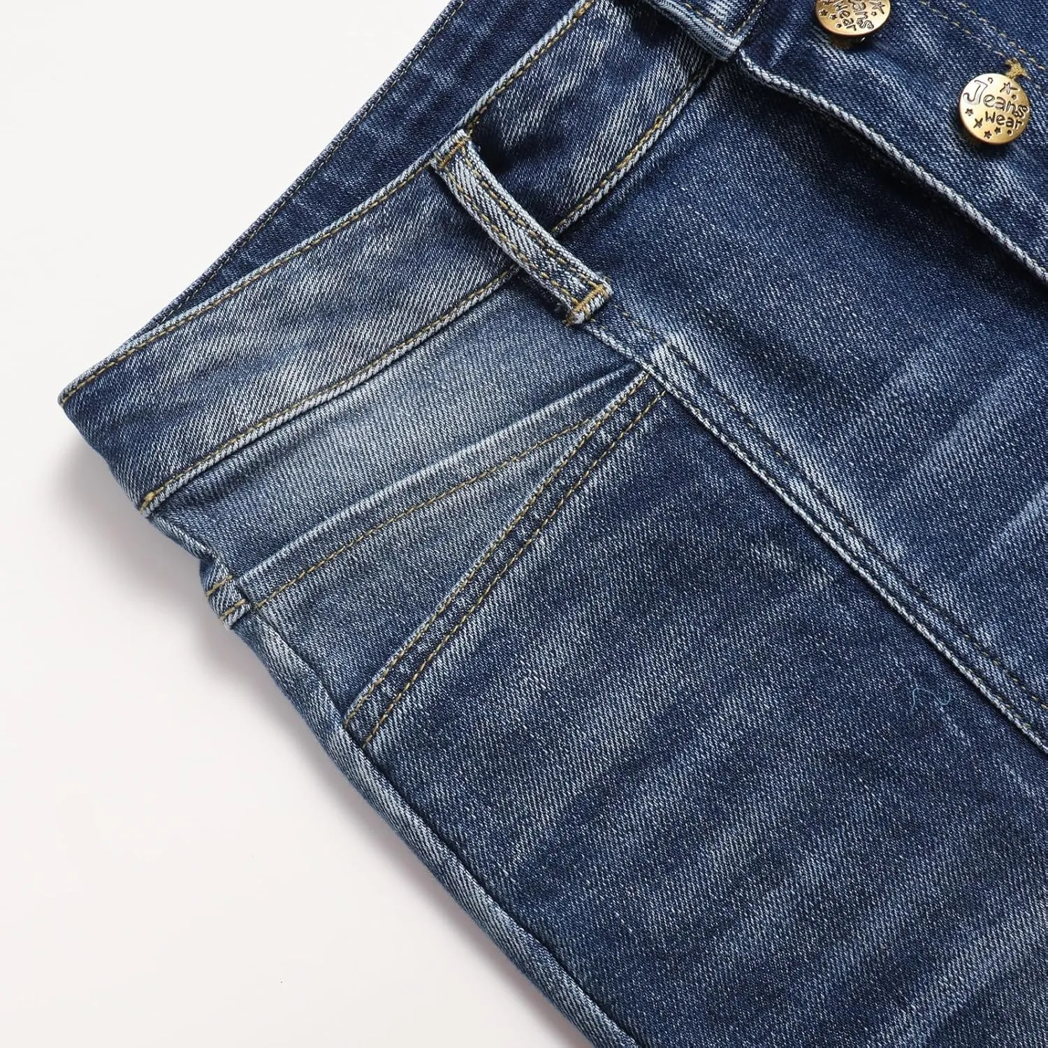 Women's High Waisted Slit Flared Jeans - Slim Fit Stretch Denim Comfort and Style