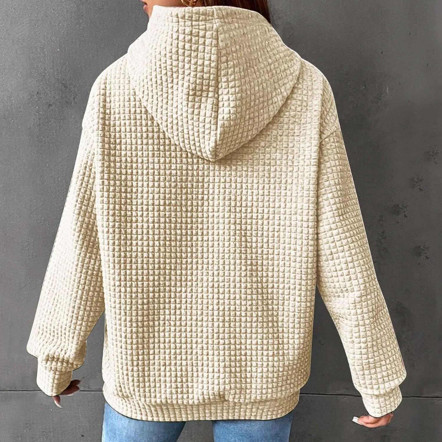 Womens Hoodies Long Sleeve Solid Drawstring Hoodie Sweatshirts For Women Casual Pullover With Pockets Tops 2024