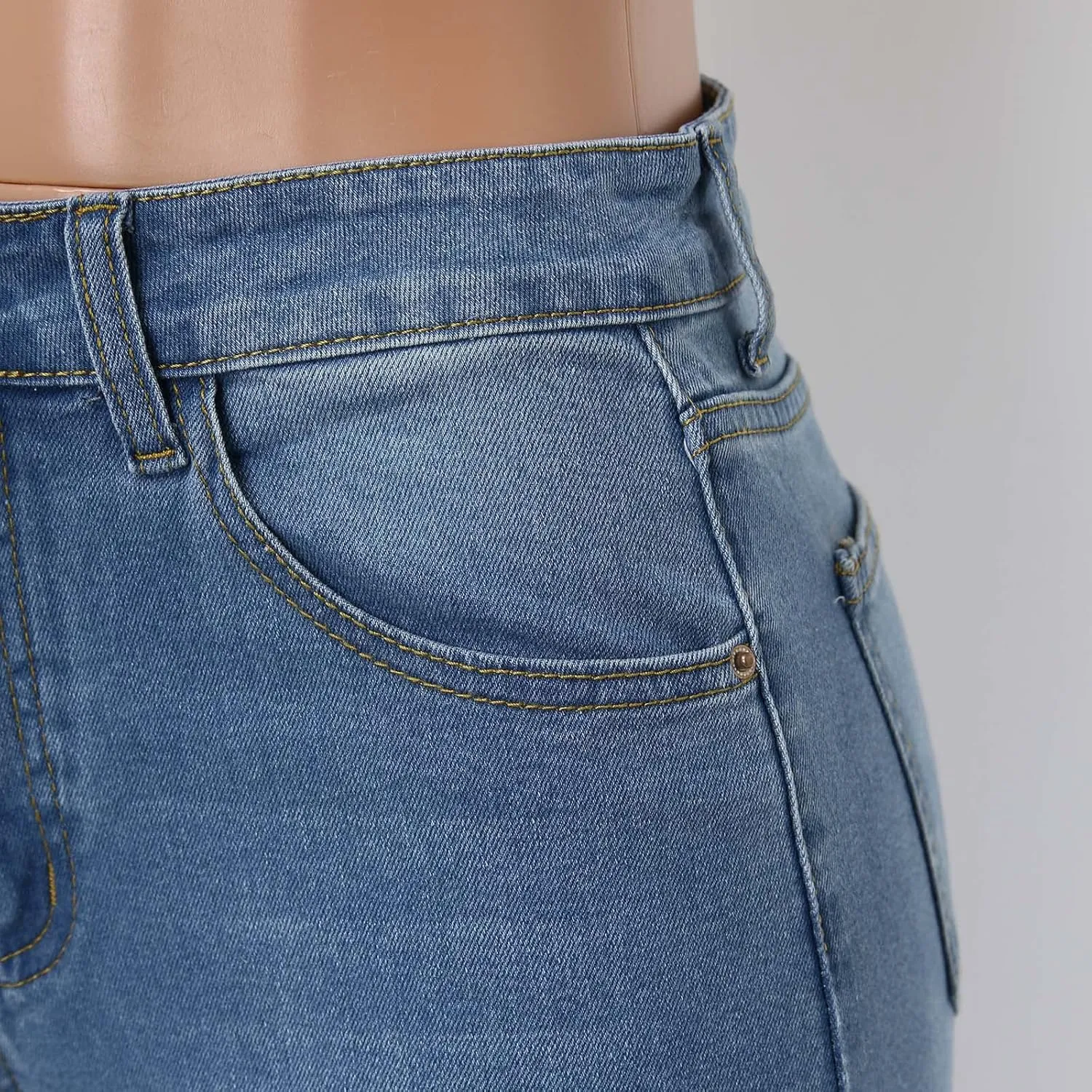 Women's Ripped Flare Bell Bottom Mid Waist Lace Up Hole Stretch Vintage Baggy Straight Denim Jeans Pants Trousers Streetwear