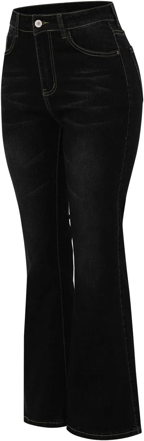 Women's Ripped Flare Bell Bottom Mid Waist Lace Up Hole Stretch Vintage Baggy Straight Denim Jeans Pants Trousers Streetwear