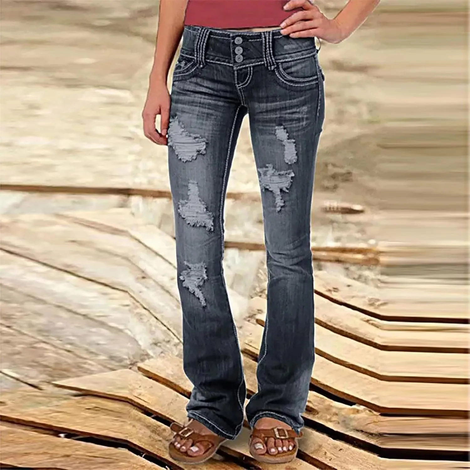 Womens Slimming Skinny Jeans Stretch Buttons High Waisted Comfortable Lounge Denim Fall 2024 Flattering Flared Jeans