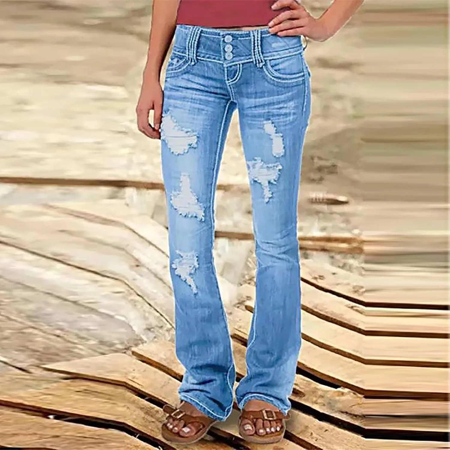Womens Slimming Skinny Jeans Stretch Buttons High Waisted Comfortable Lounge Denim Fall 2024 Flattering Flared Jeans