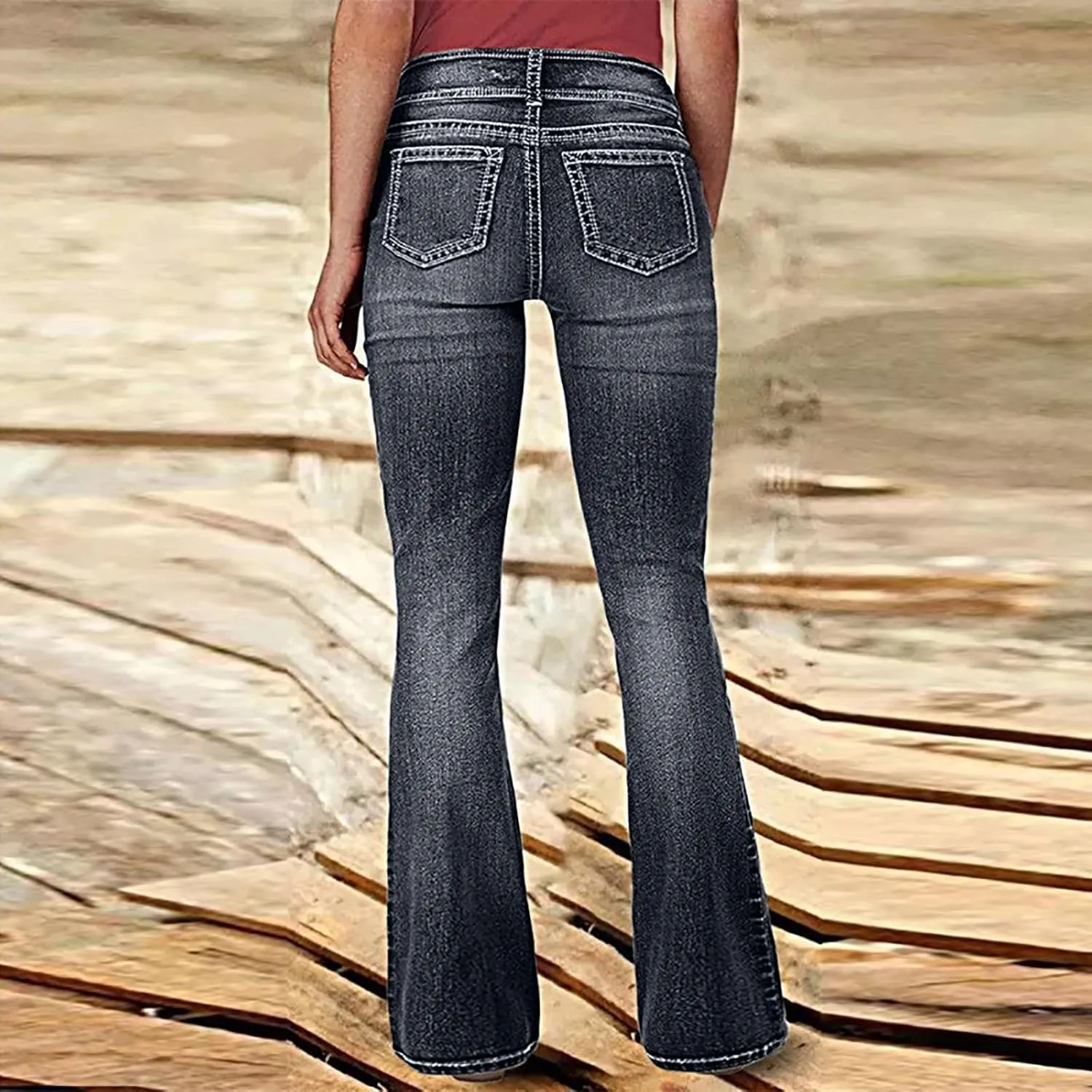 Womens Slimming Skinny Jeans Stretch Buttons High Waisted Comfortable Lounge Denim Fall 2024 Flattering Flared Jeans