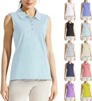 Women's Summer Solid Color Button T Shirt Stand Up Collar Sleeveless Casual Sports Top Tennis T Loose Casual T Shirt