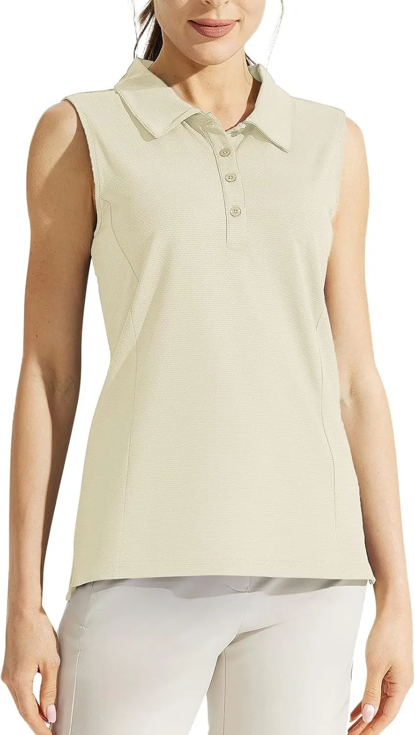 Women's Summer Solid Color Button T Shirt Stand Up Collar Sleeveless Casual Sports Top Tennis T Loose Casual T Shirt