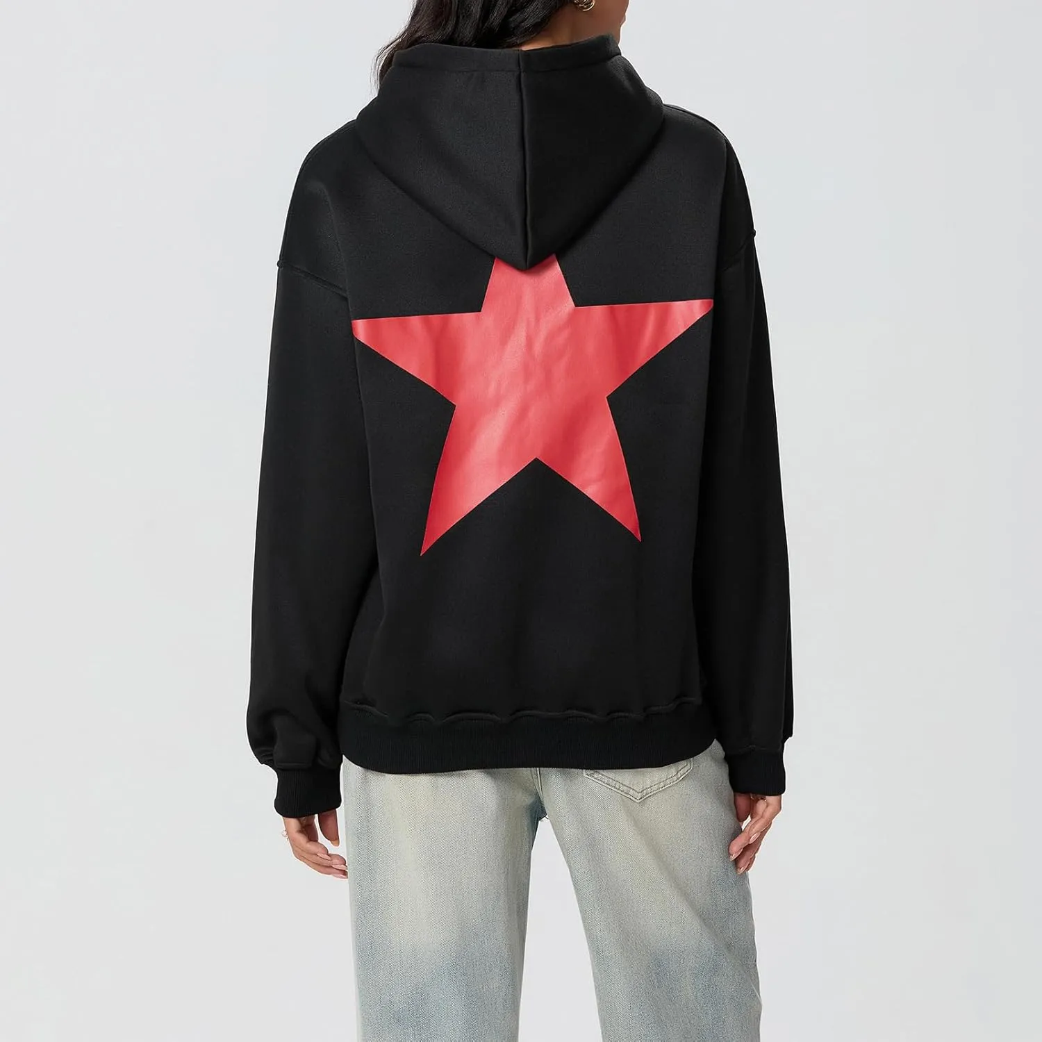Womens Y2k Oversized Graphic Flower Printed Hoodies Letter Aesthetics Pullover Long Sleeve Sweaters