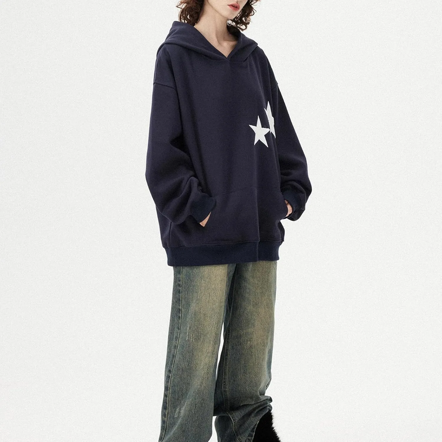 Womens Y2k Oversized Graphic Flower Printed Hoodies Letter Aesthetics Pullover Long Sleeve Sweaters