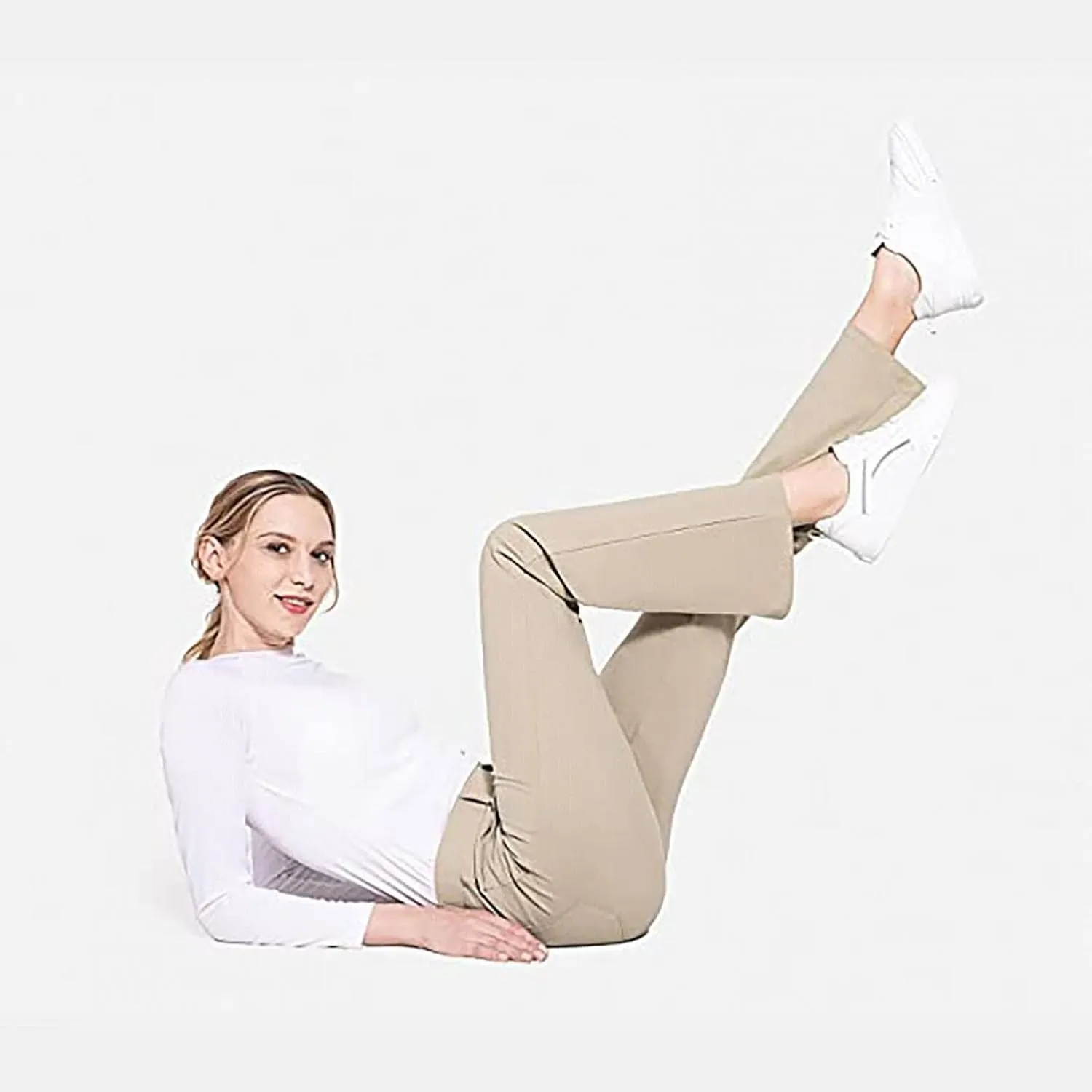 Women's Yoga Dress Pants Stretchy Work Slacks Office Business Casual Straight Leg Bootcut Trousers with Pockets