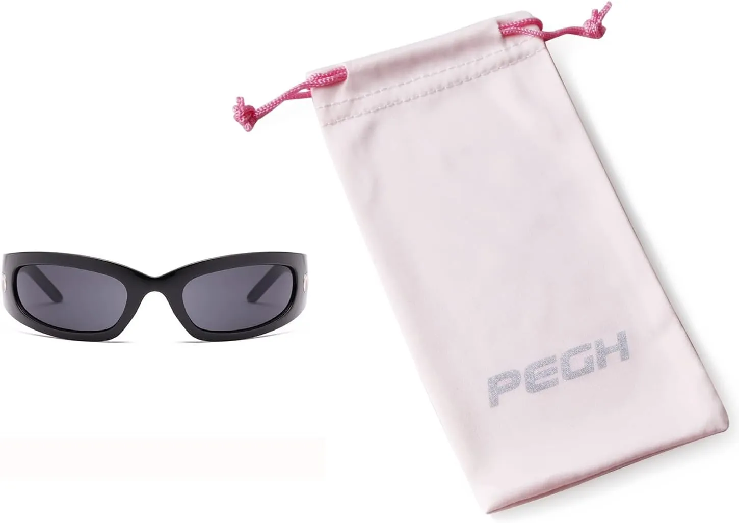 Wrap Round Sunglasses Y2K Trendy, Fashion Black Sport Shades Moon Décor…