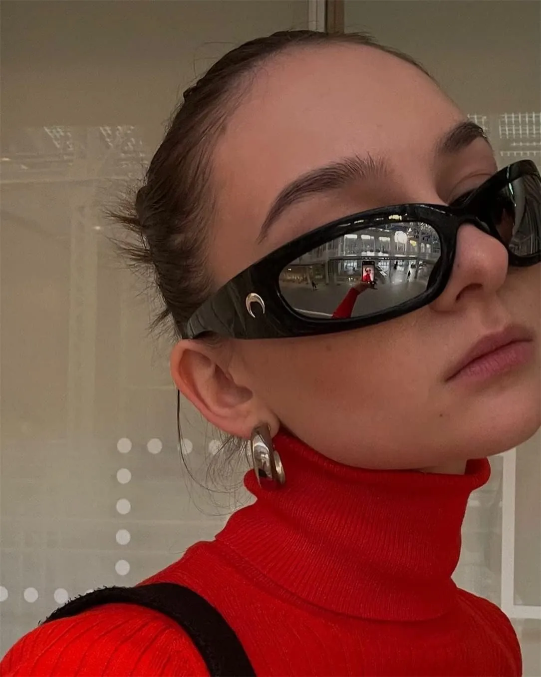 Wrap Round Sunglasses Y2K Trendy, Fashion Black Sport Shades Moon Décor…