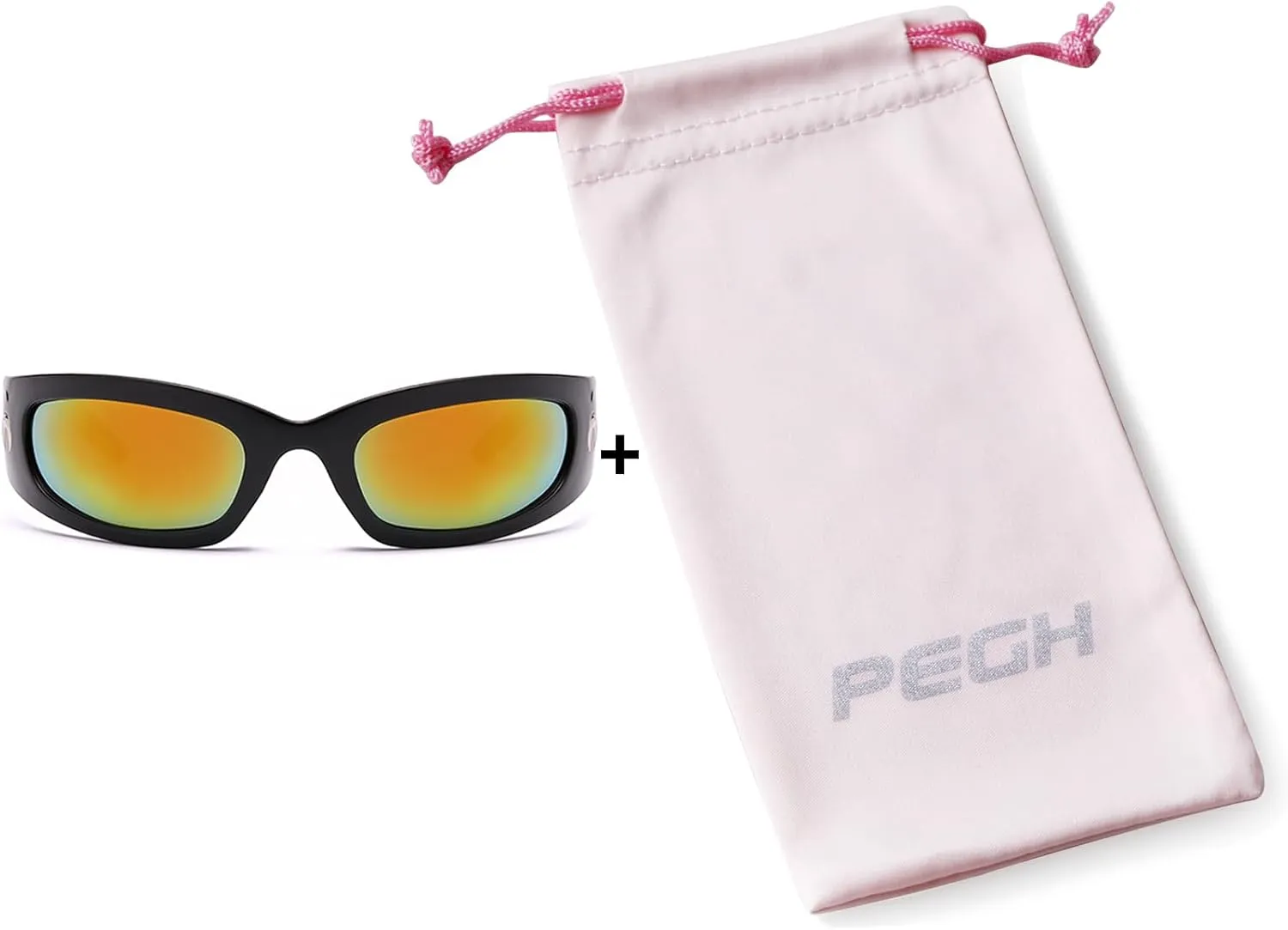 Wrap Round Sunglasses Y2K Trendy, Fashion Black Sport Shades Moon Décor…