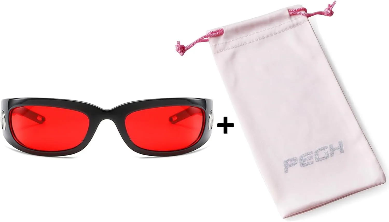 Wrap Round Sunglasses Y2K Trendy, Fashion Black Sport Shades Moon Décor…