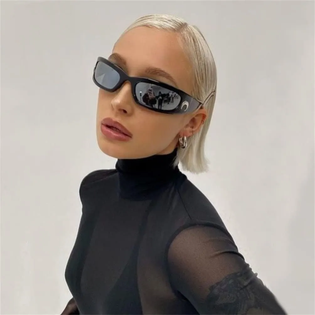 Wrap Round Sunglasses Y2K Trendy, Fashion Black Sport Shades Moon Décor…