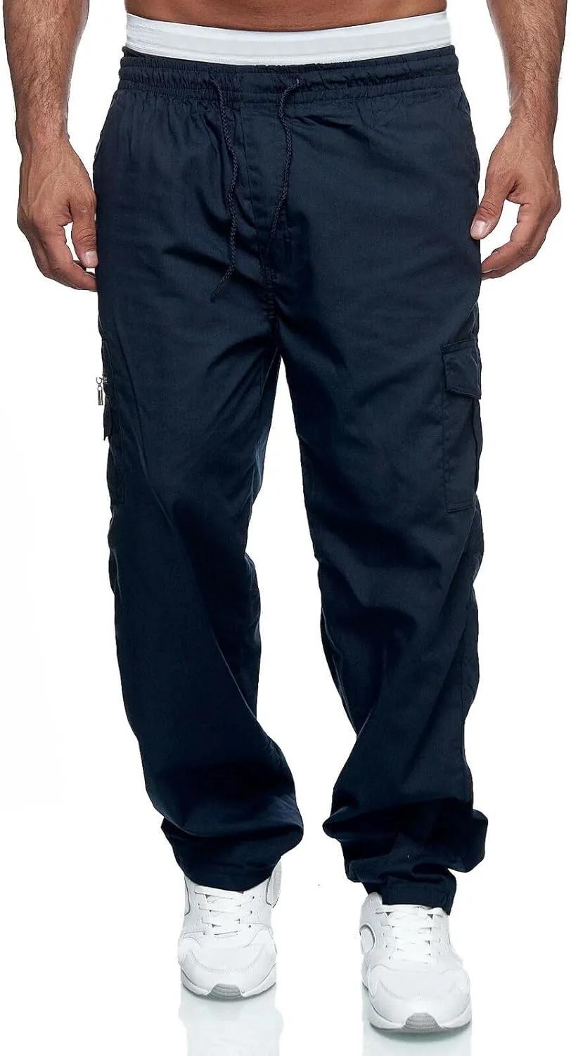 WZIKAI Mens Cargo Pants Relaxed Fit Drawstring Joggers Sweatpants for Men Workout Casual Long Trousers