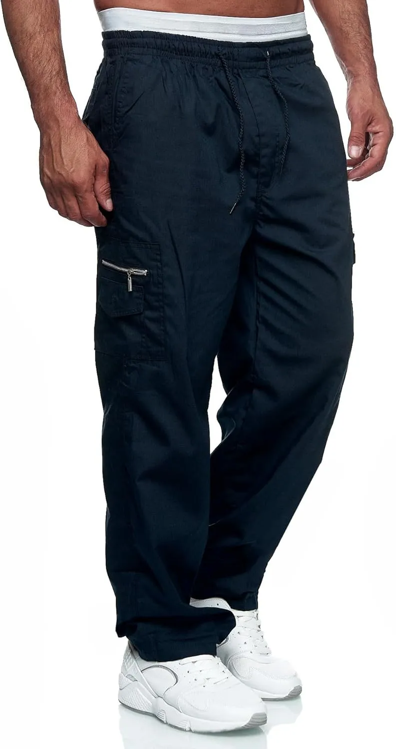 WZIKAI Mens Cargo Pants Relaxed Fit Drawstring Joggers Sweatpants for Men Workout Casual Long Trousers