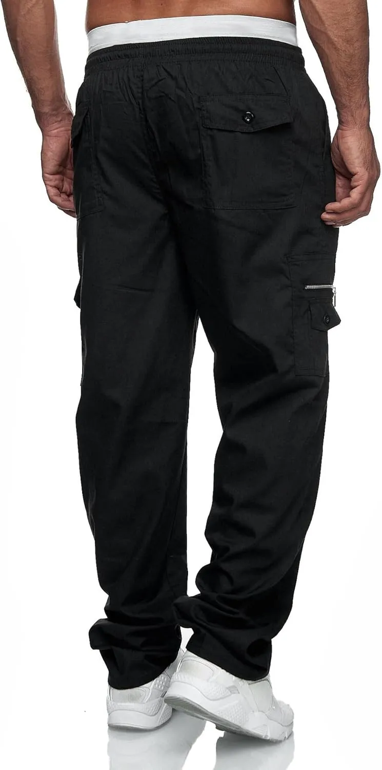 WZIKAI Mens Cargo Pants Relaxed Fit Drawstring Joggers Sweatpants for Men Workout Casual Long Trousers