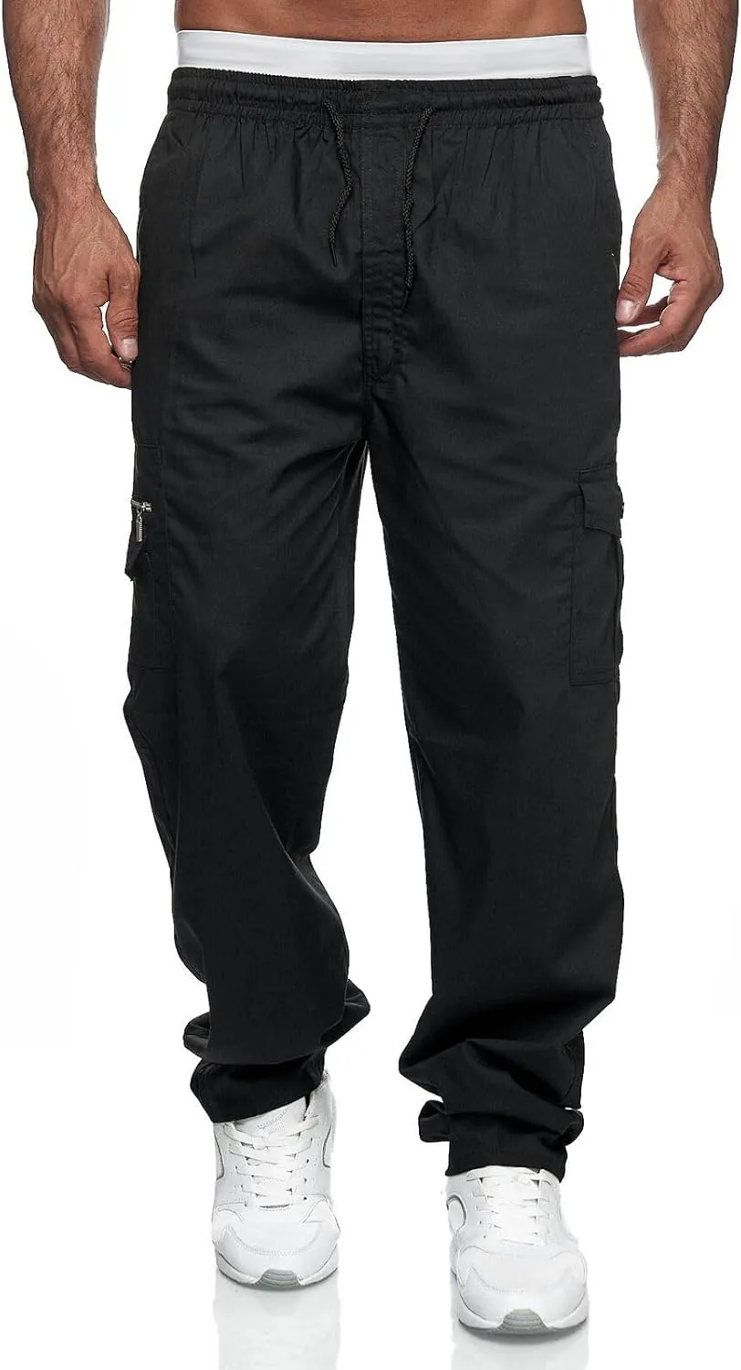 WZIKAI Mens Cargo Pants Relaxed Fit Drawstring Joggers Sweatpants for Men Workout Casual Long Trousers