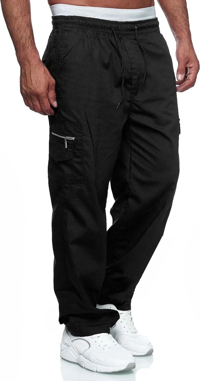 WZIKAI Mens Cargo Pants Relaxed Fit Drawstring Joggers Sweatpants for Men Workout Casual Long Trousers