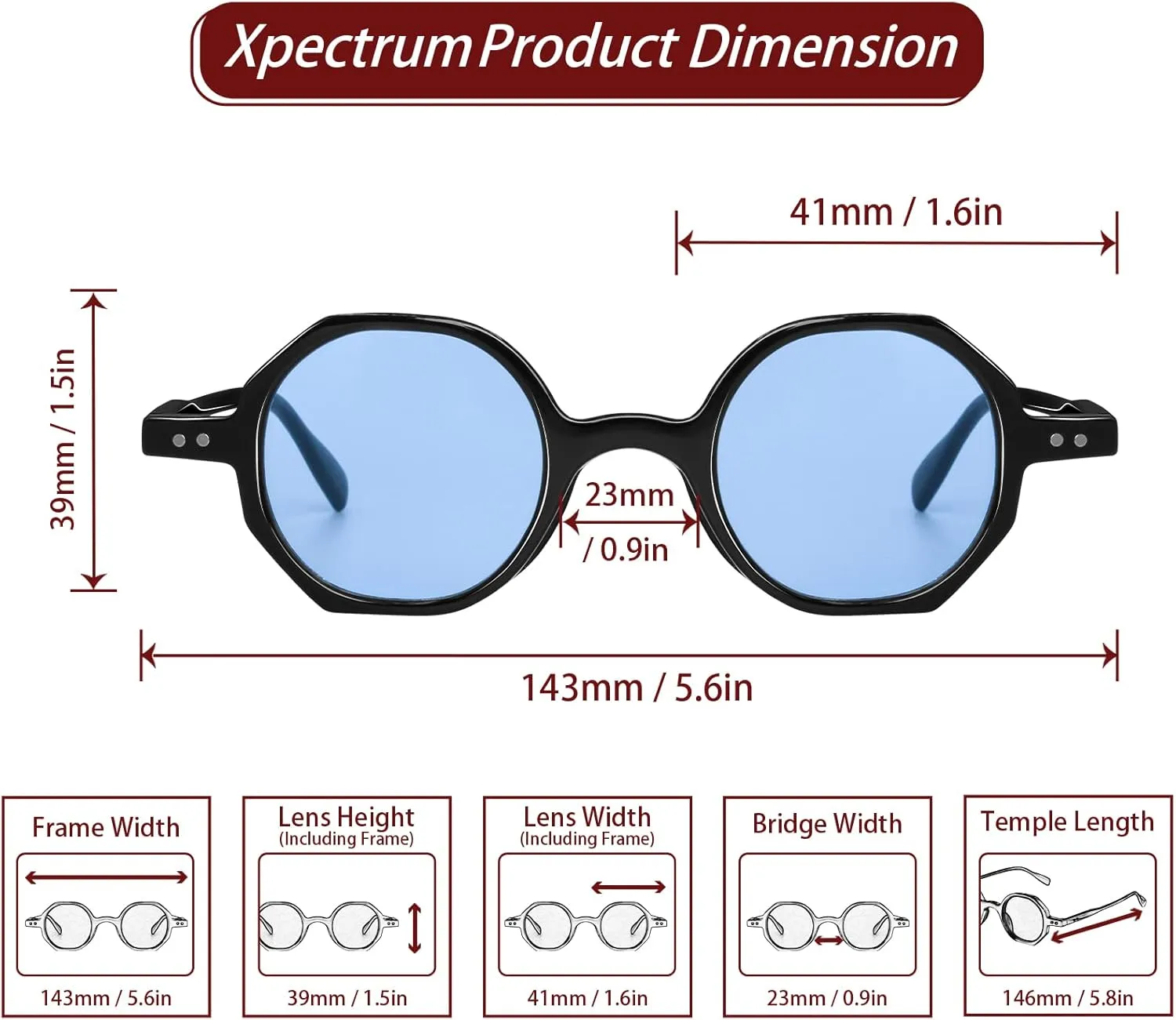 Xpectrum Small Retro Hippie Round Sunglasses for Men Women Vintage Circle Sun Glasses