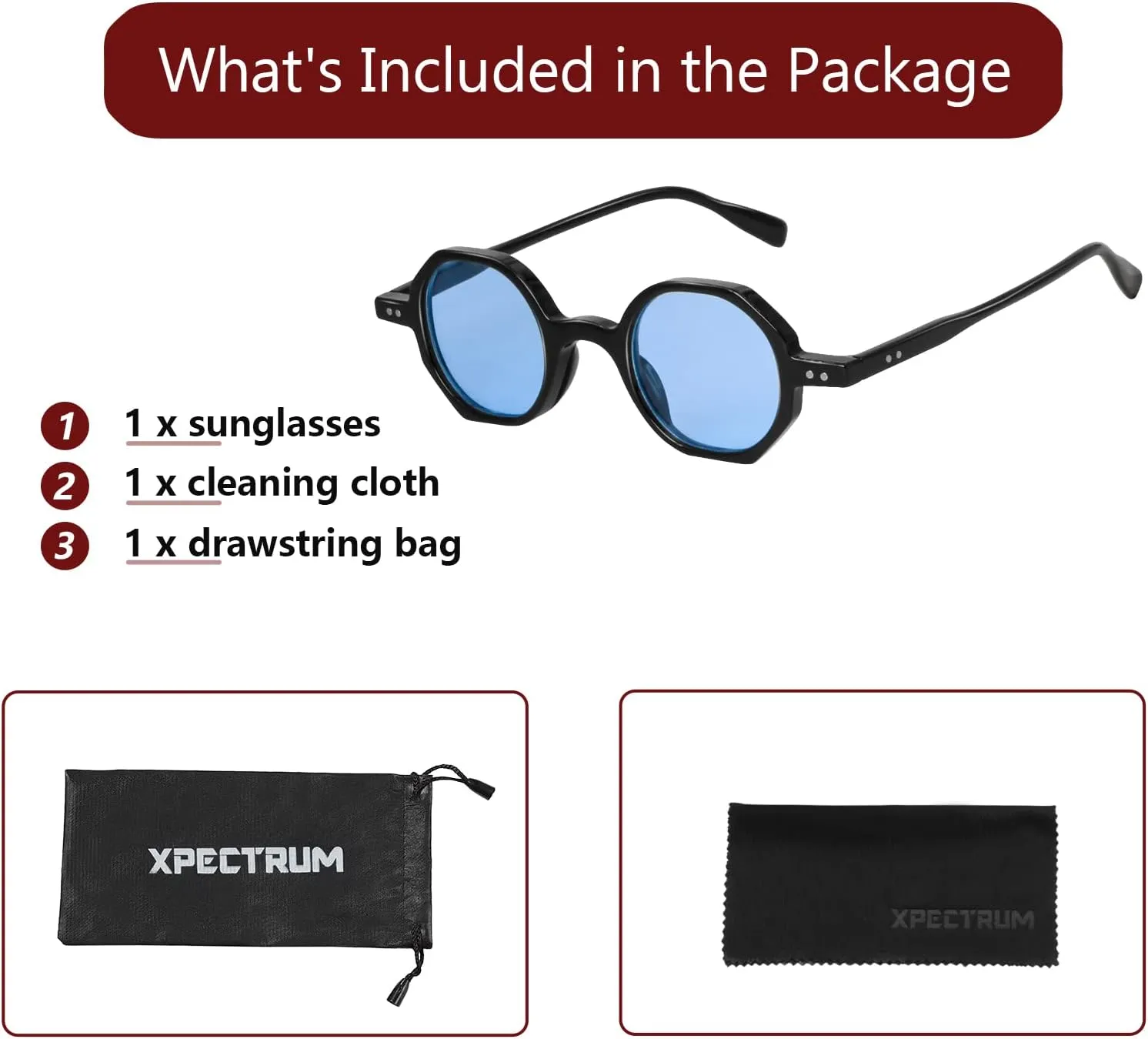 Xpectrum Small Retro Hippie Round Sunglasses for Men Women Vintage Circle Sun Glasses