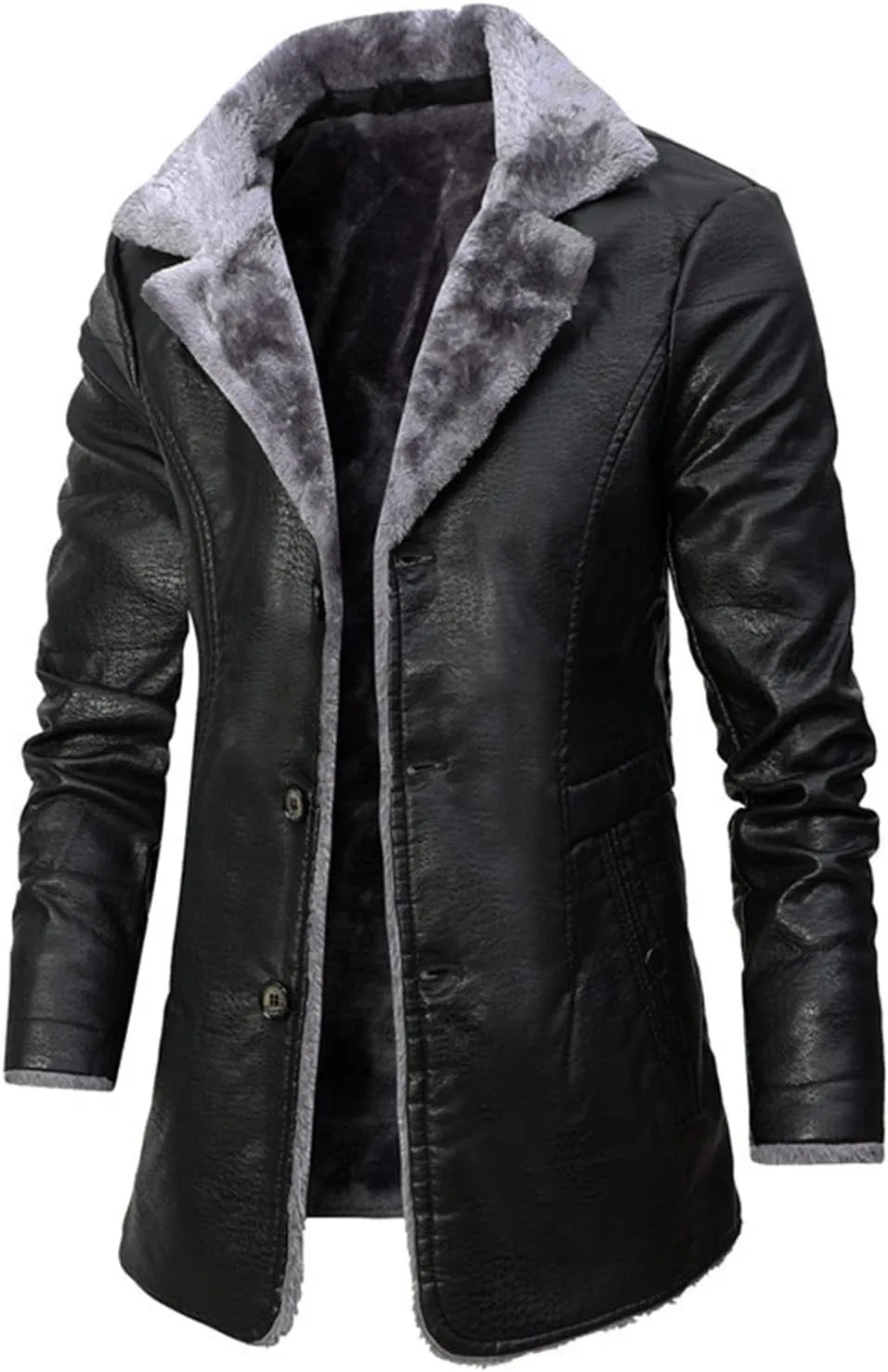 Ymosrh Men's Bomber Jackets Winter Faux Leather Sherpa Lined Jacket Motorcycle Outwear Coat Jacket, XL-4XL