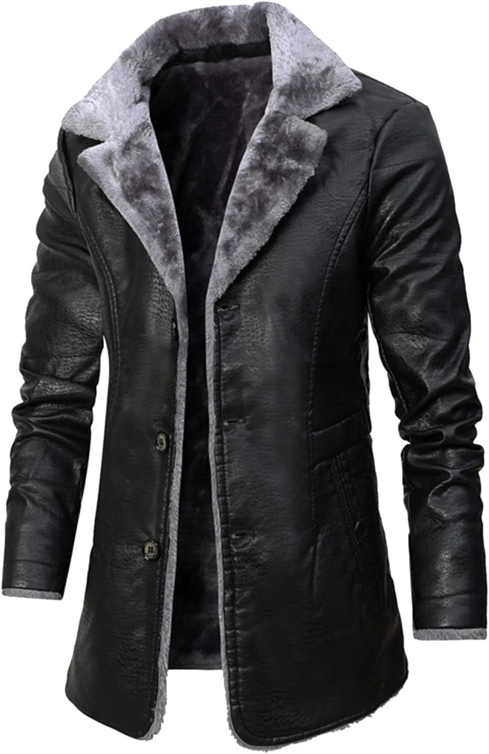 Ymosrh Men's Bomber Jackets Winter Faux Leather Sherpa Lined Jacket Motorcycle Outwear Coat Jacket, XL-4XL