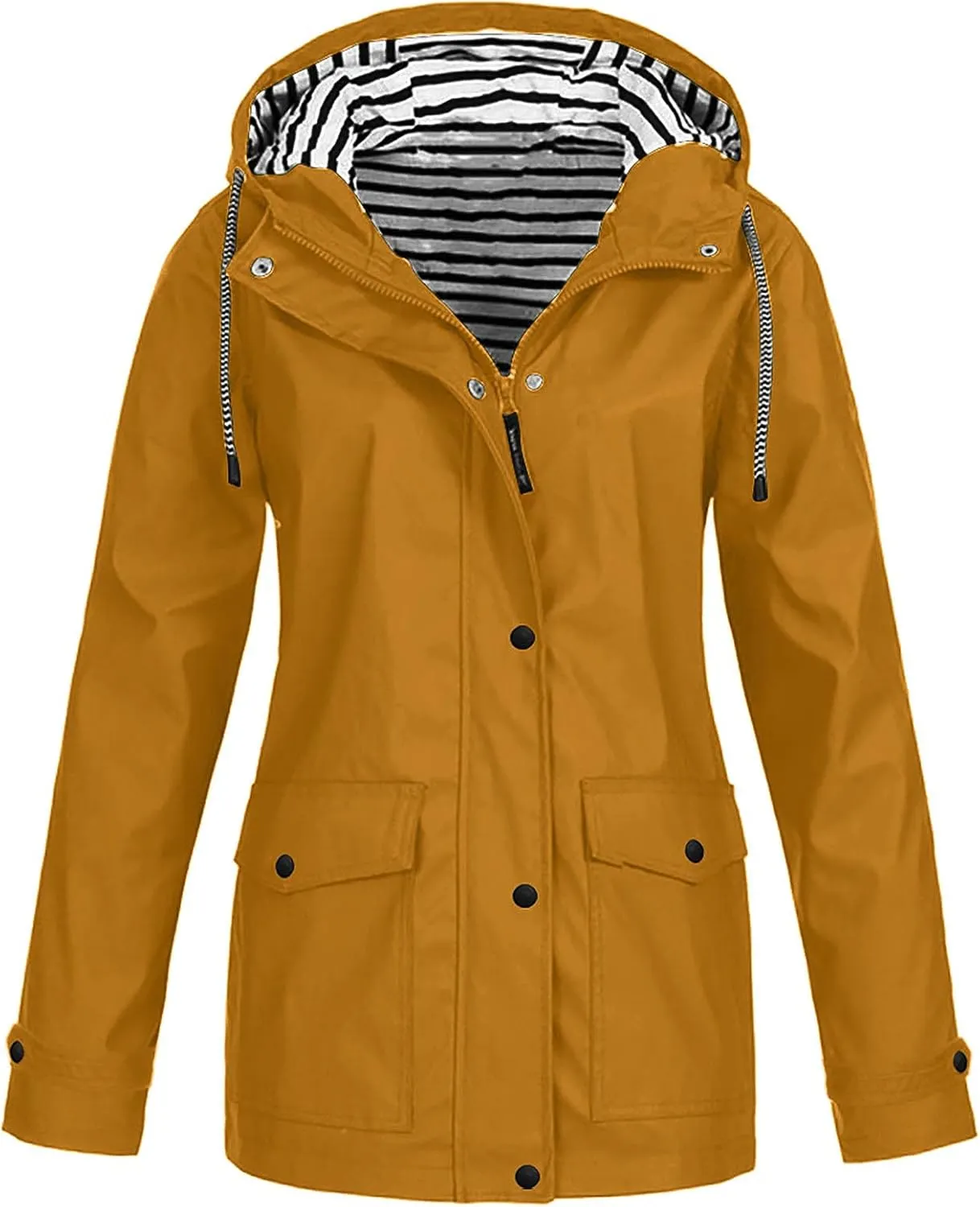 Zkuisw Women's Outdoor Waterproof Rain Jacket Softshell Raincoat with Hooded Lightweight Windbreaker Travel Coats for Hiking