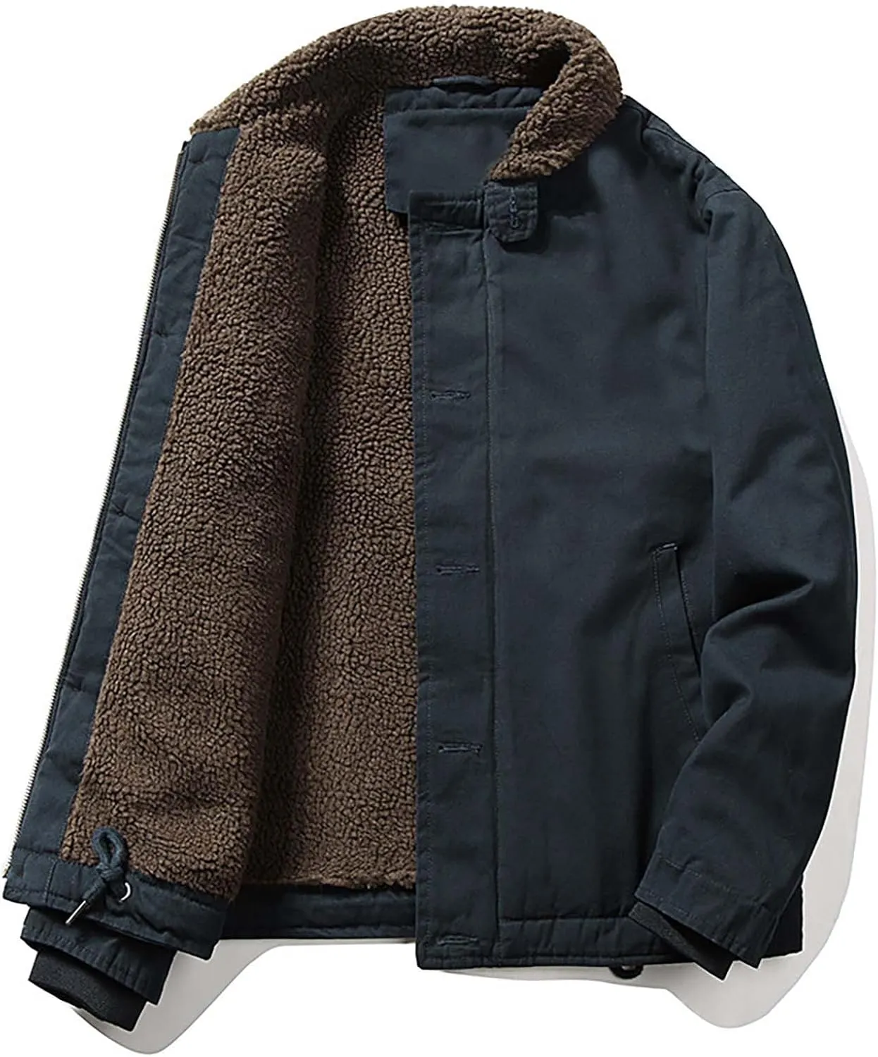 ZYXTIM Men's Fleece Sherpa Lined Bomber Jackets Thickened Winter Warm Trucker Coat Plus Size Full Zip Military Cargo Jackets