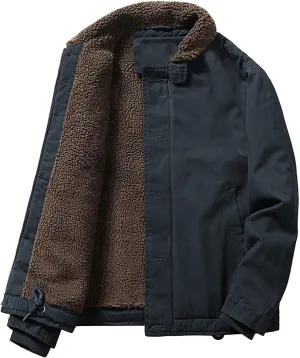 ZYXTIM Men's Fleece Sherpa Lined Bomber Jackets Thickened Winter Warm Trucker Coat Plus Size Full Zip Military Cargo Jackets