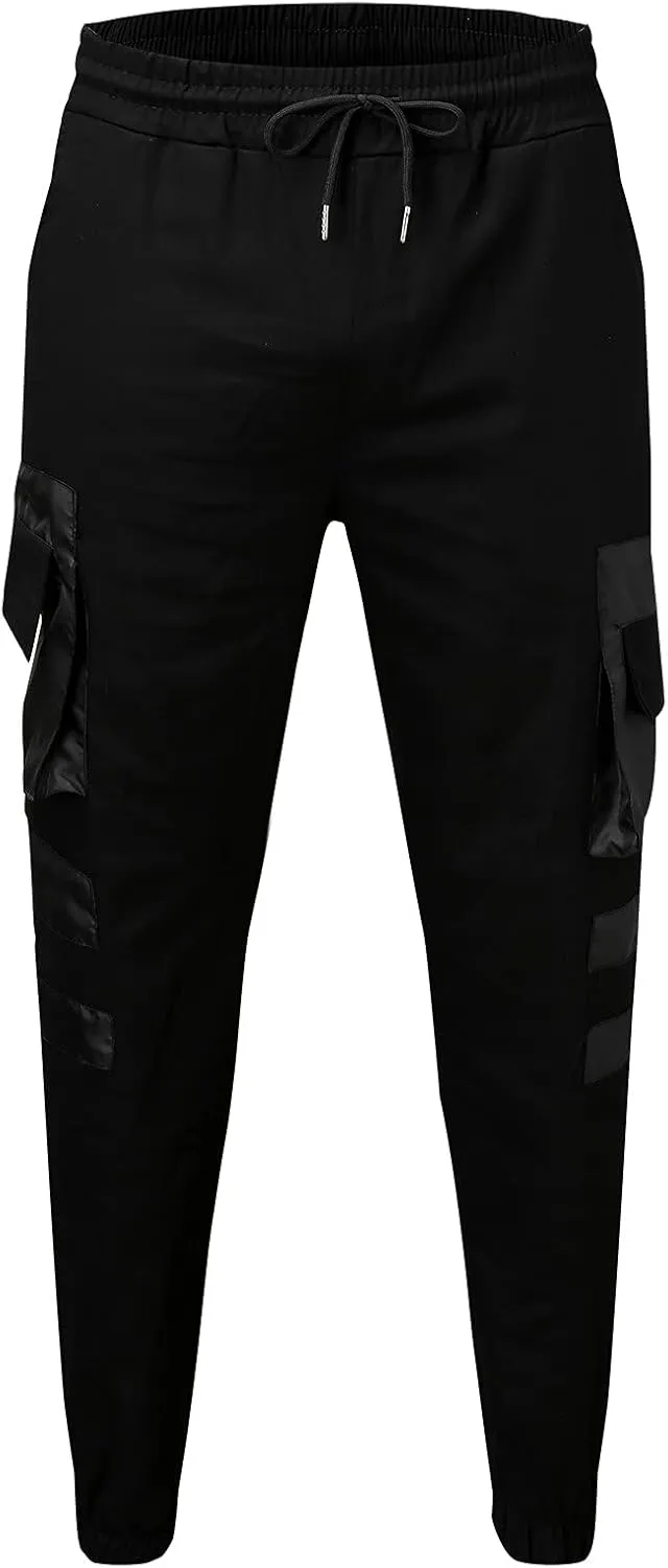 ZYXTIM Men's Tapered Cargo Pants with Multi Pockets Slim Fitted Stretch Patchwork Joggers Hiking Work Pant Sweatpants for Men