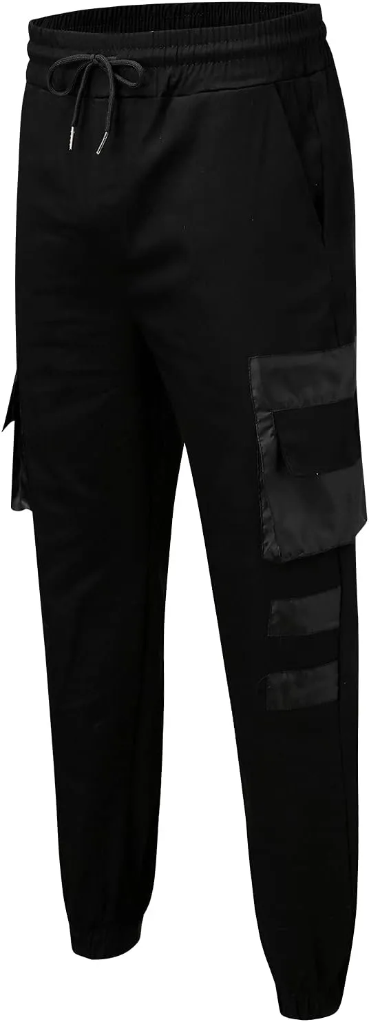 ZYXTIM Men's Tapered Cargo Pants with Multi Pockets Slim Fitted Stretch Patchwork Joggers Hiking Work Pant Sweatpants for Men