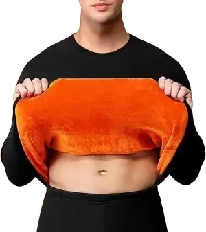 ZYXTIM Mens Thermals Sherpa Lined Undershirt Fleece Thicken Pullover Basic Tops Sweatshirt John Shirts Loungewear Oversized