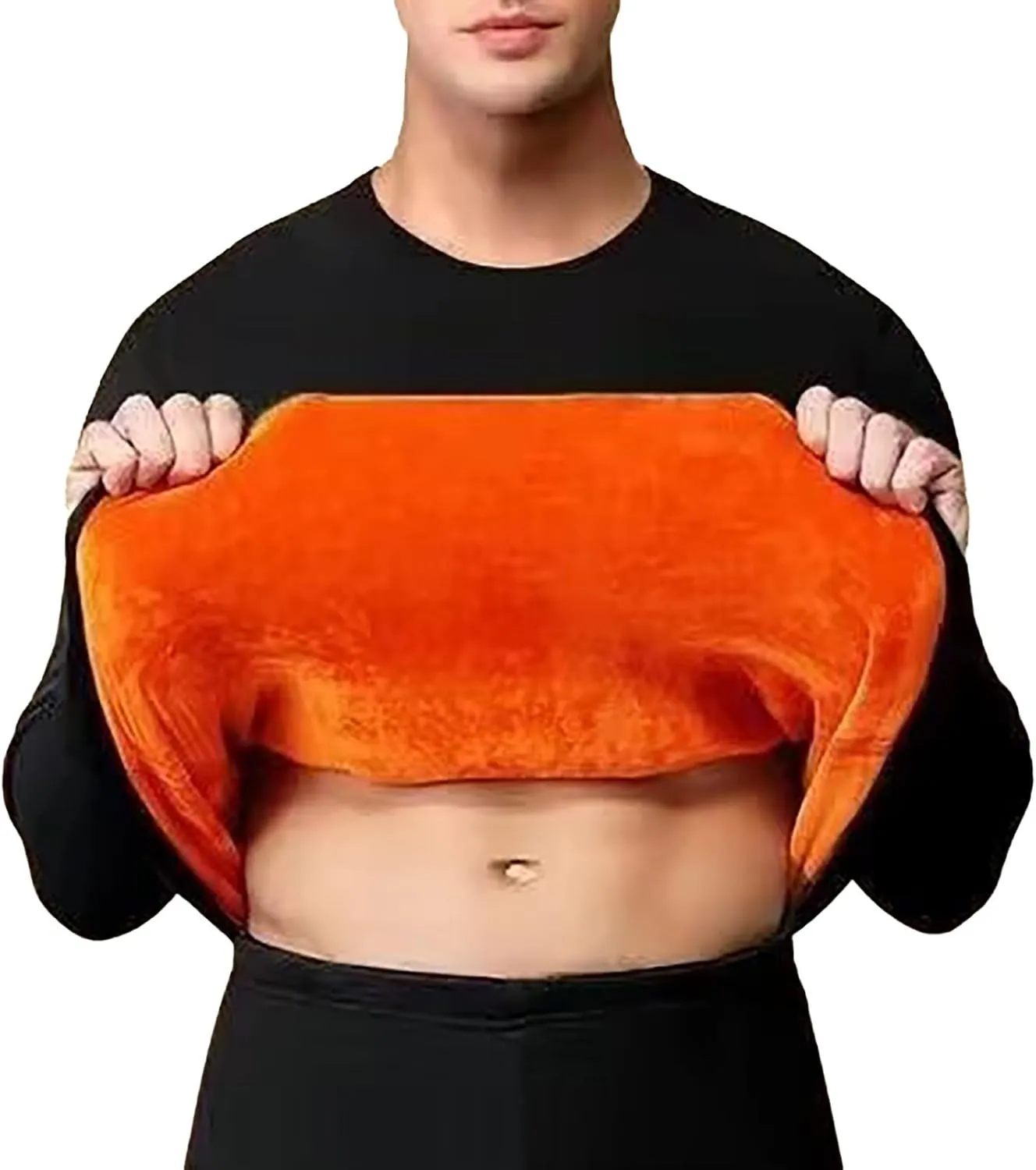 ZYXTIM Mens Thermals Sherpa Lined Undershirt Fleece Thicken Pullover Basic Tops Sweatshirt John Shirts Loungewear Oversized
