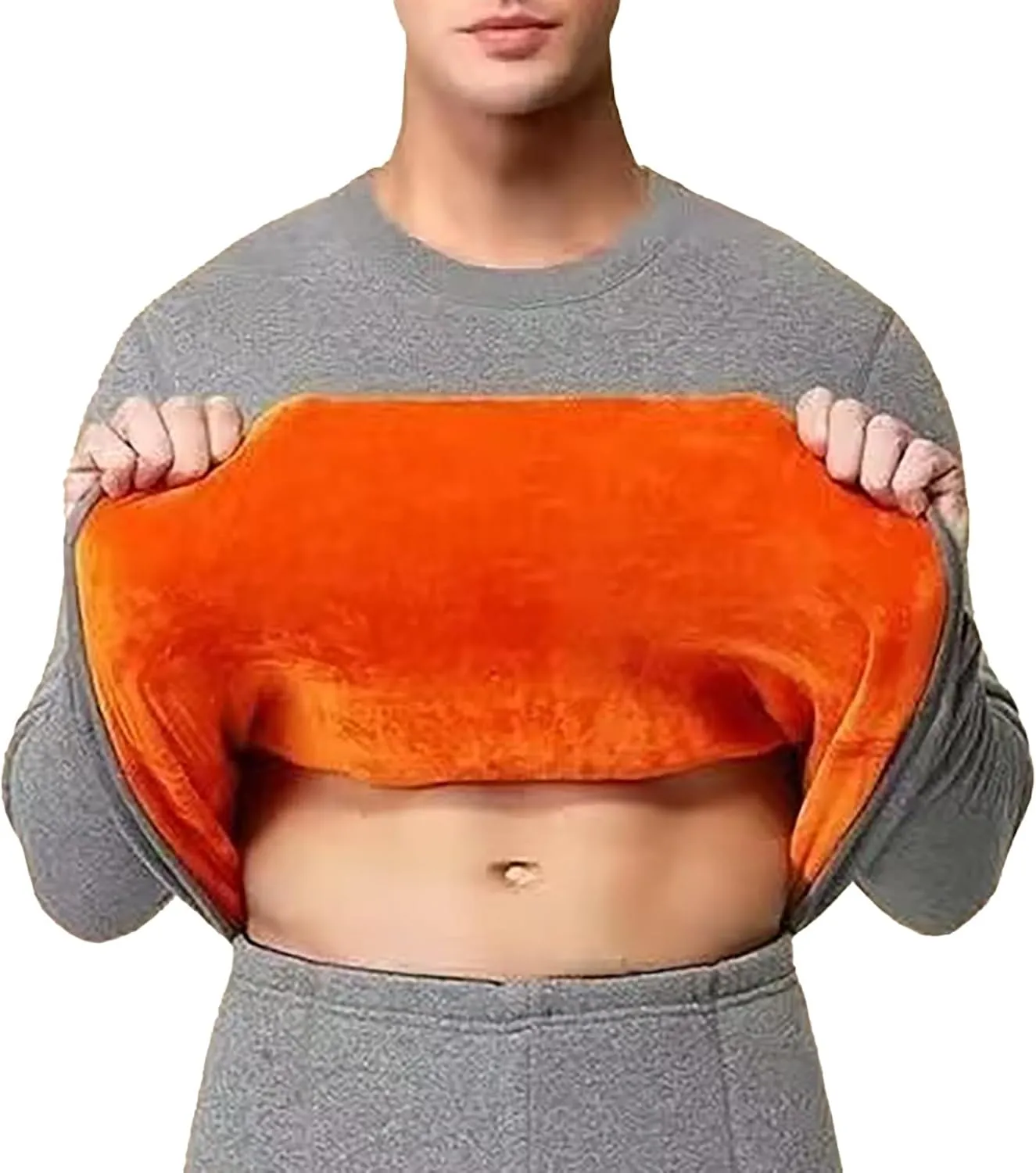 ZYXTIM Mens Thermals Sherpa Lined Undershirt Fleece Thicken Pullover Basic Tops Sweatshirt John Shirts Loungewear Oversized