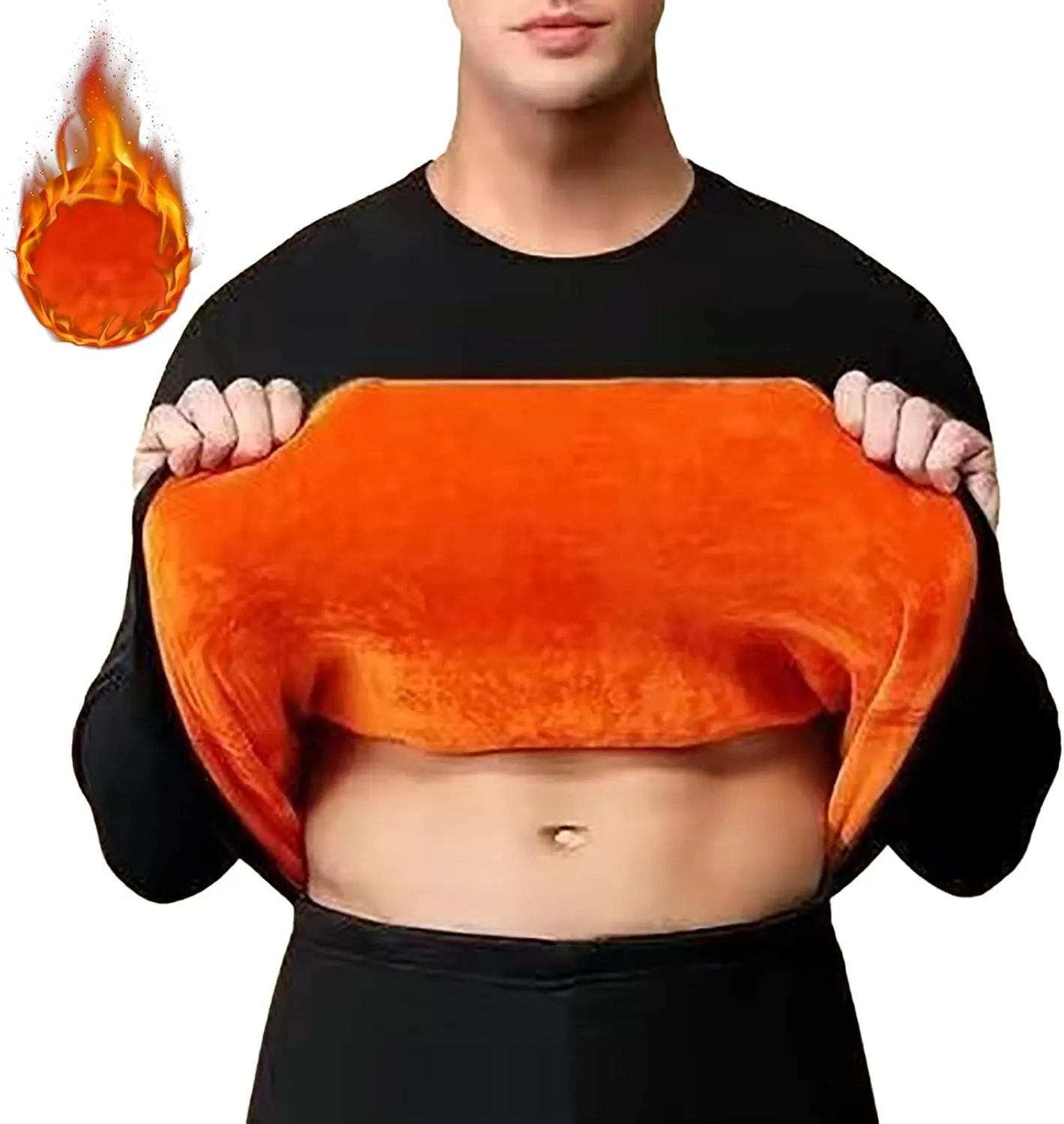 ZYXTIM Mens Thermals Sherpa Lined Undershirt Fleece Thicken Pullover Basic Tops Sweatshirt John Shirts Loungewear Oversized