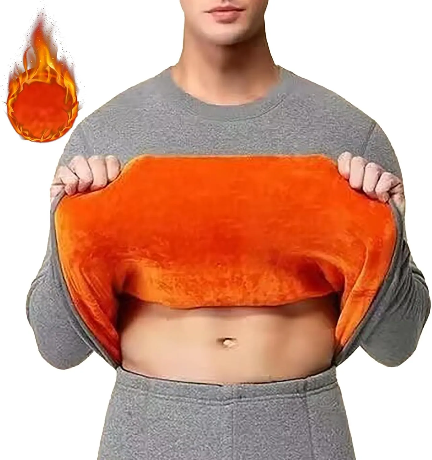 ZYXTIM Mens Thermals Sherpa Lined Undershirt Fleece Thicken Pullover Basic Tops Sweatshirt John Shirts Loungewear Oversized