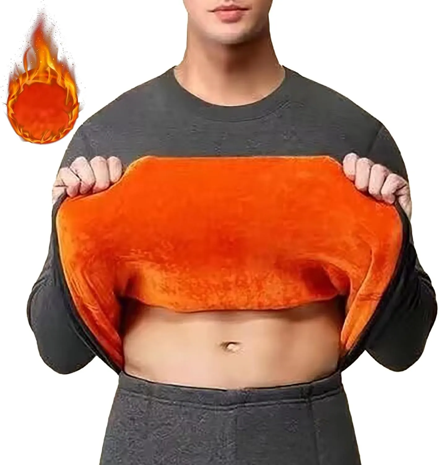 ZYXTIM Mens Thermals Sherpa Lined Undershirt Fleece Thicken Pullover Basic Tops Sweatshirt John Shirts Loungewear Oversized