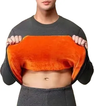 ZYXTIM Mens Thermals Sherpa Lined Undershirt Fleece Thicken Pullover Basic Tops Sweatshirt John Shirts Loungewear Oversized