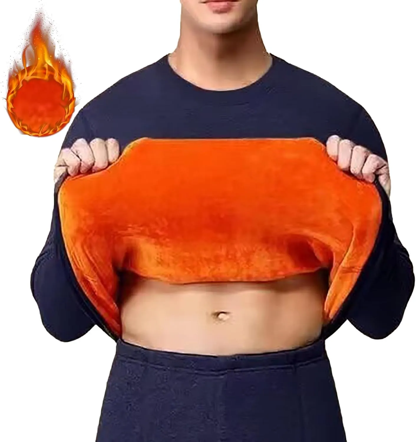 ZYXTIM Mens Thermals Sherpa Lined Undershirt Fleece Thicken Pullover Basic Tops Sweatshirt John Shirts Loungewear Oversized